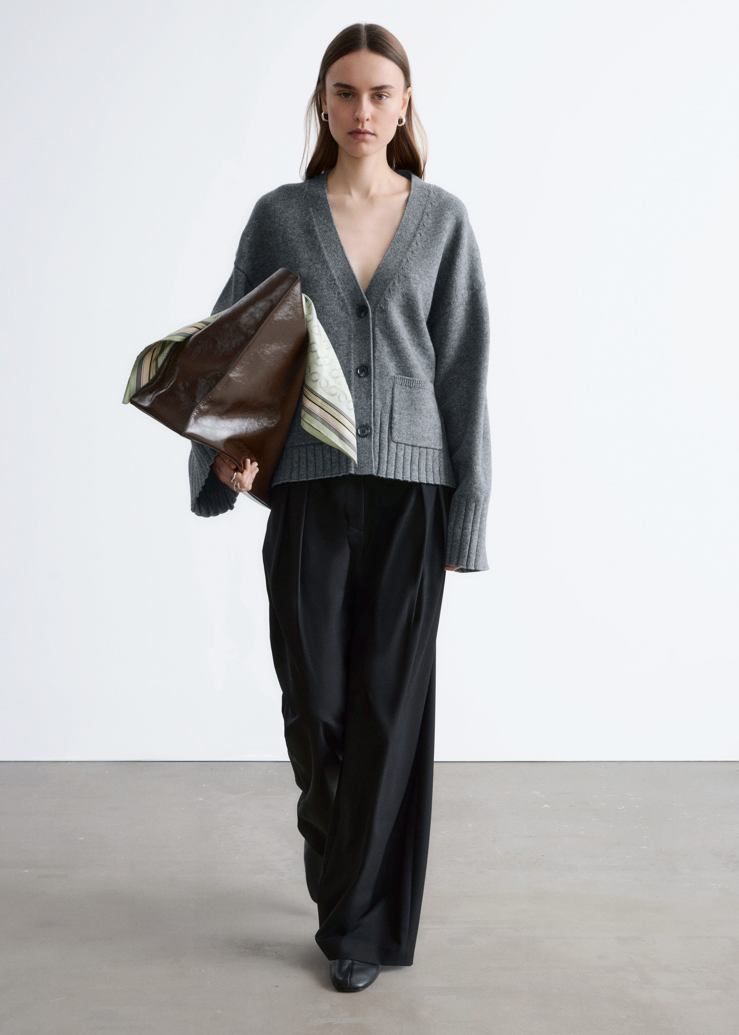 Tapered Knit Cardigan - Dark Grey - & Other Stories GB from & Other Stories