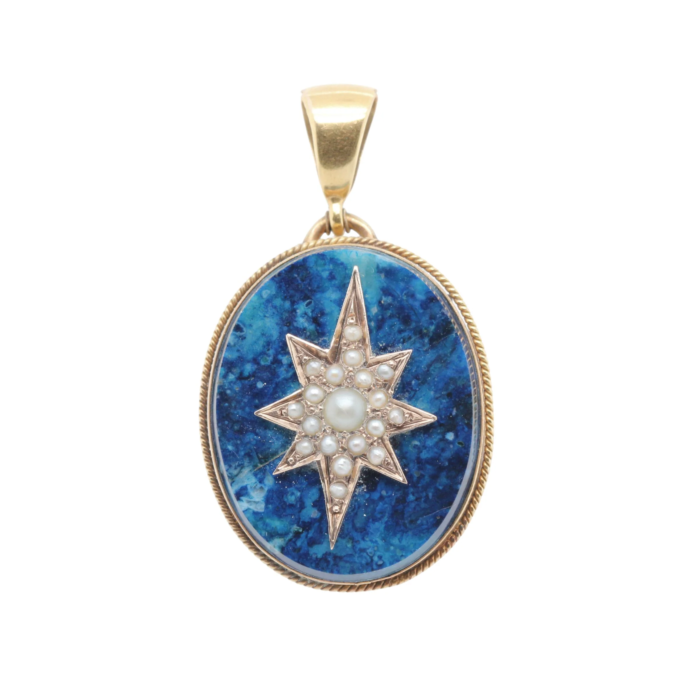 Victorian Sodalite and Pearl Pendant