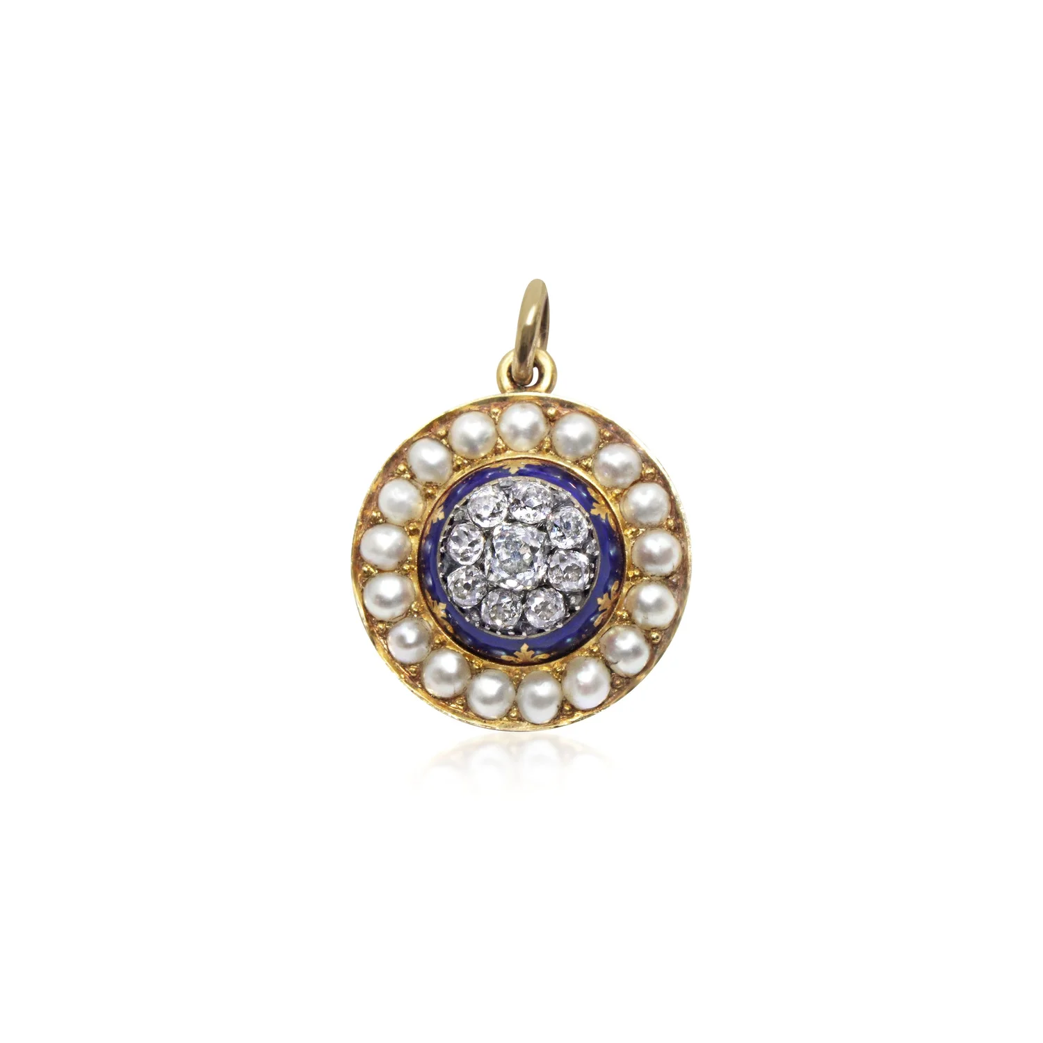 Victorian Diamond Pearl and Enamel Memorial Locket Pendant — Humphrey Butler