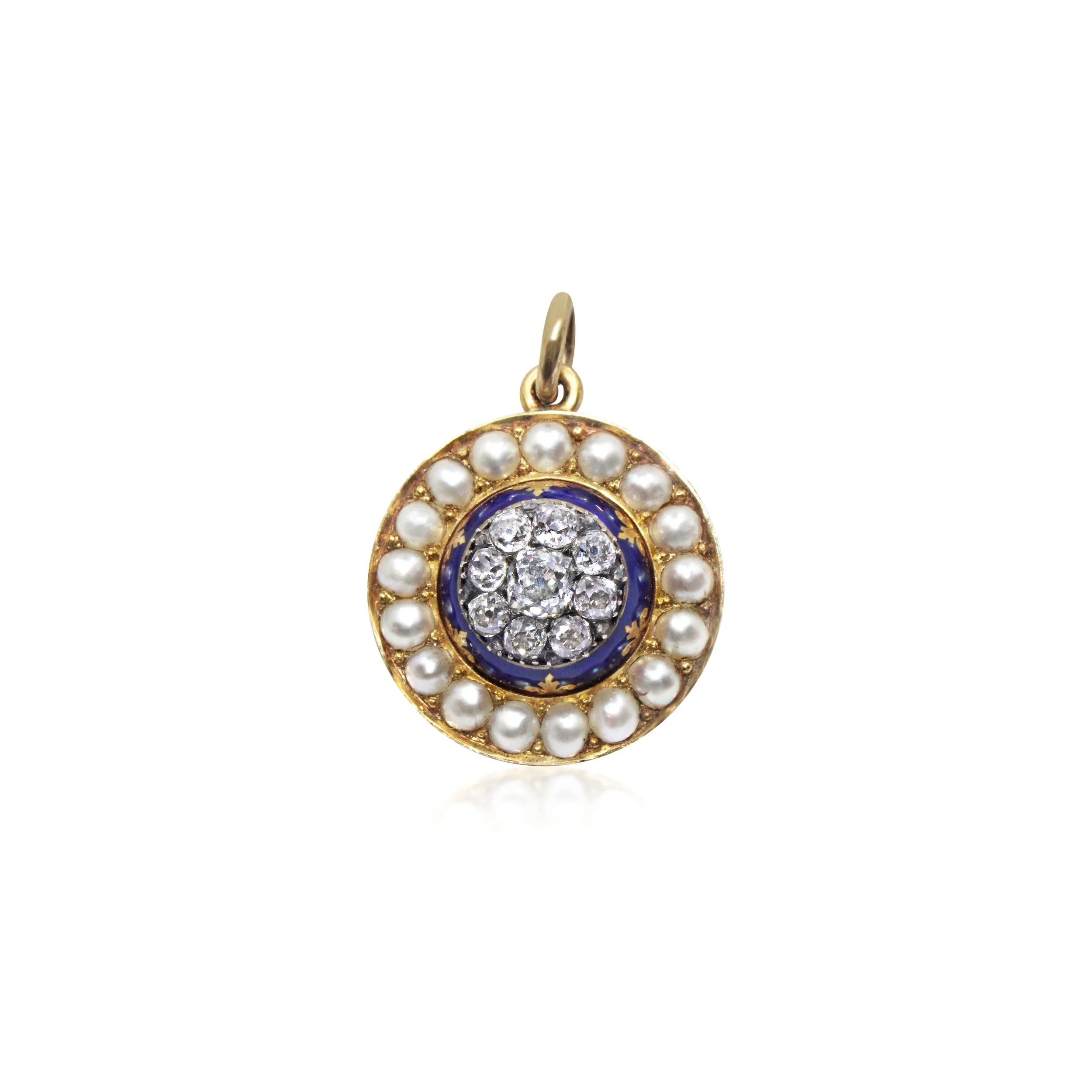 Victorian Diamond Pearl and Enamel Memorial Locket Pendant — Humphrey Butler from Humphreybutler