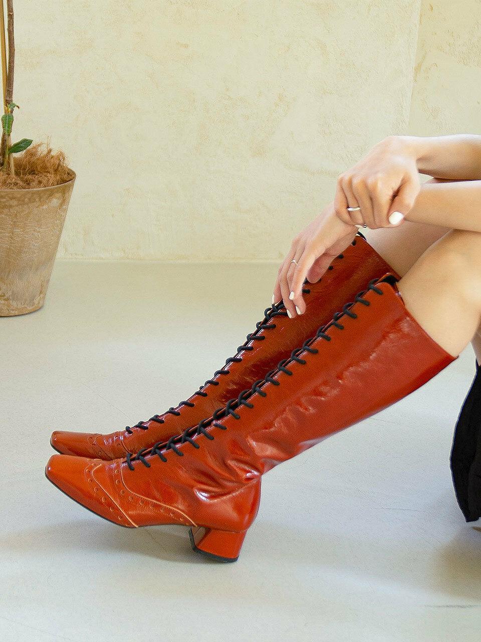 Brogue Long Boots_Camel