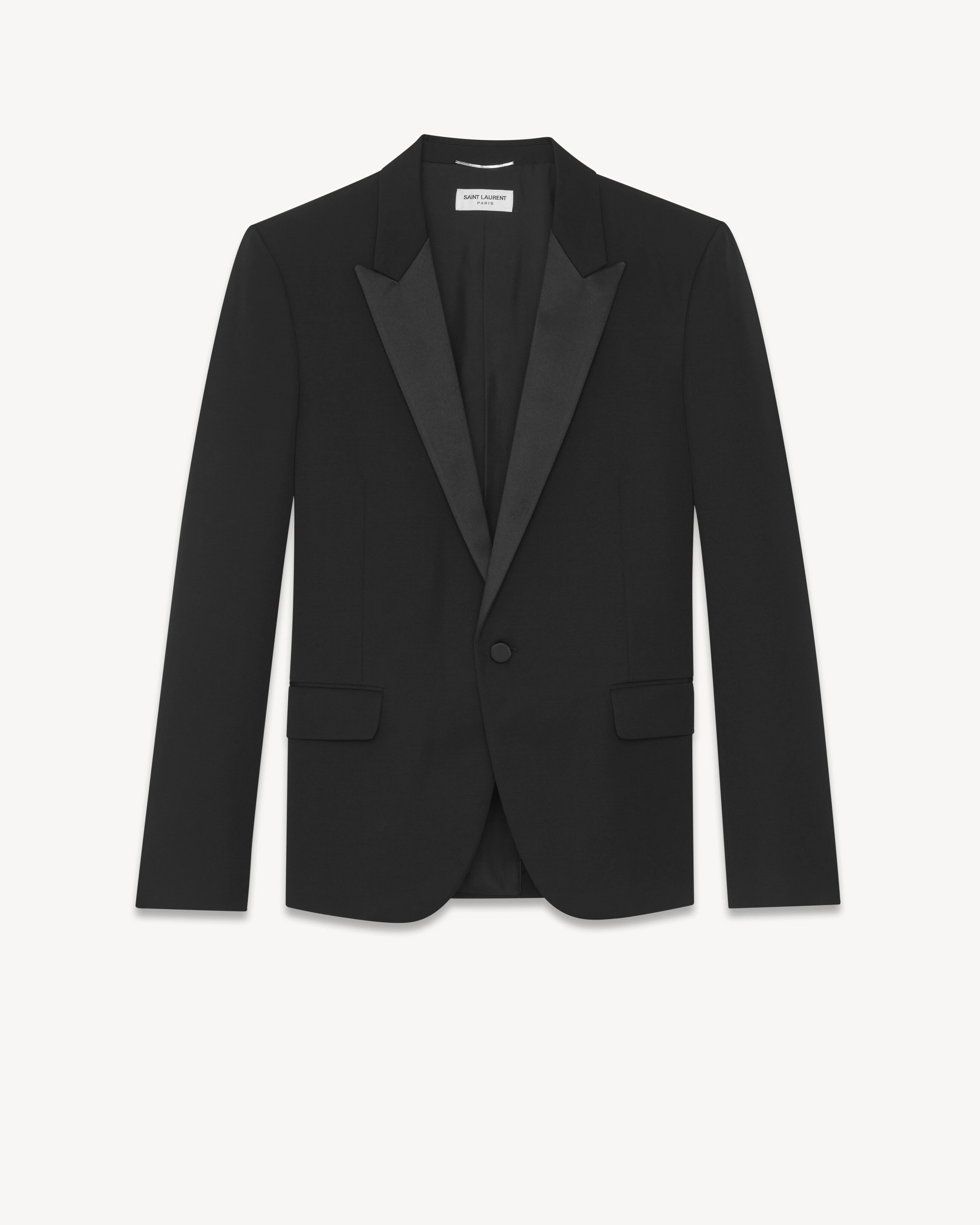 single-breasted tuxedo jacket in grain de poudre in Black | Saint Laurent | YSL EN-GB