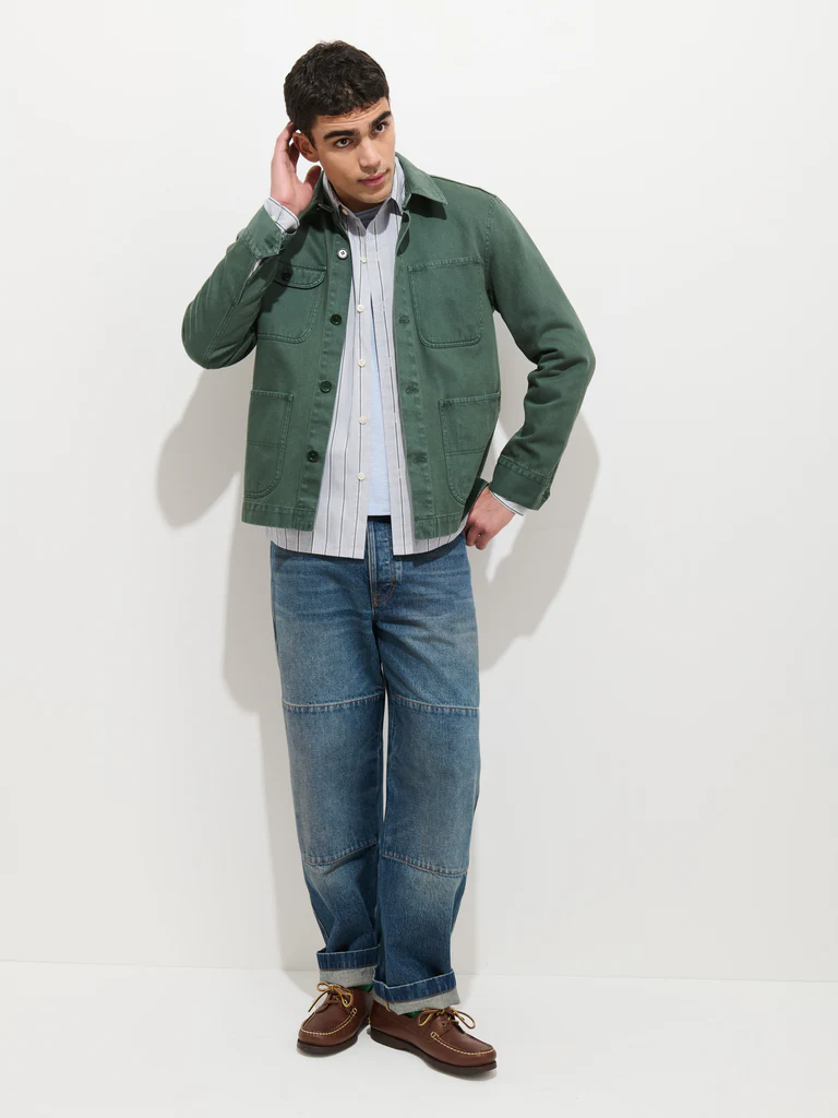Garment Dyed Work Jacket In Recycled Denim from Alexmill