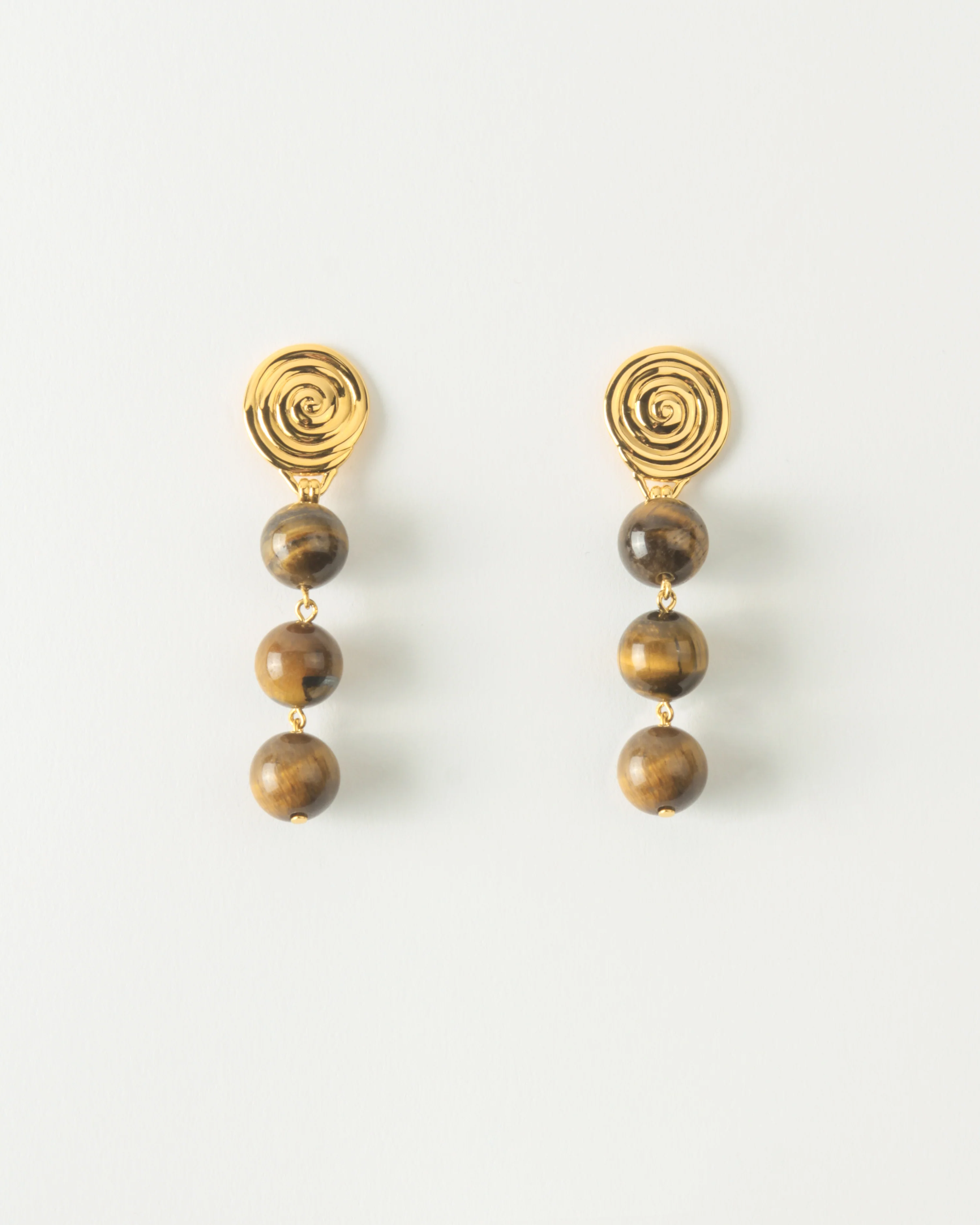 Swirl Droplet Earrings Gold Plated with Tiger