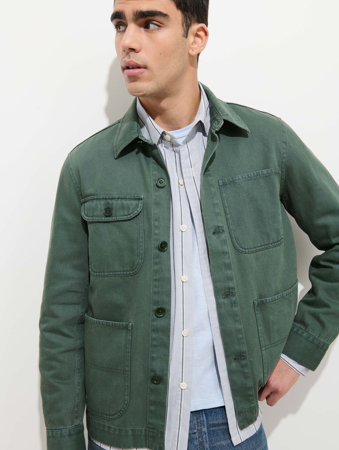 Garment Dyed Work Jacket In Recycled Denim from Alexmill
