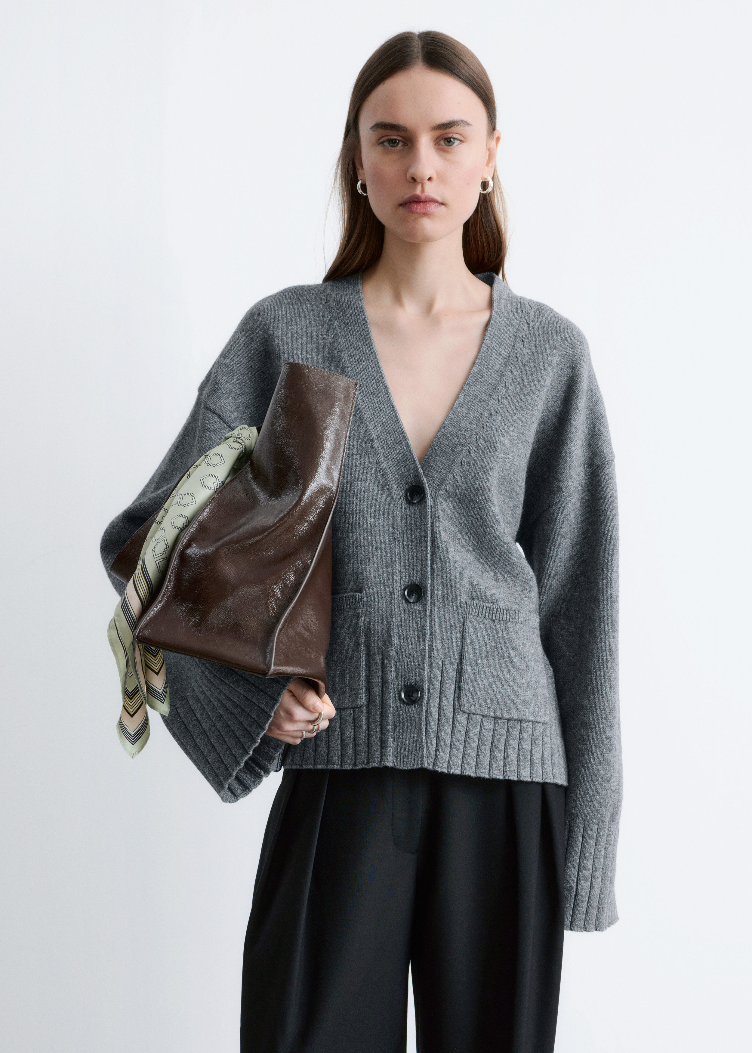 Tapered Knit Cardigan - Dark Grey - & Other Stories GB from & Other Stories