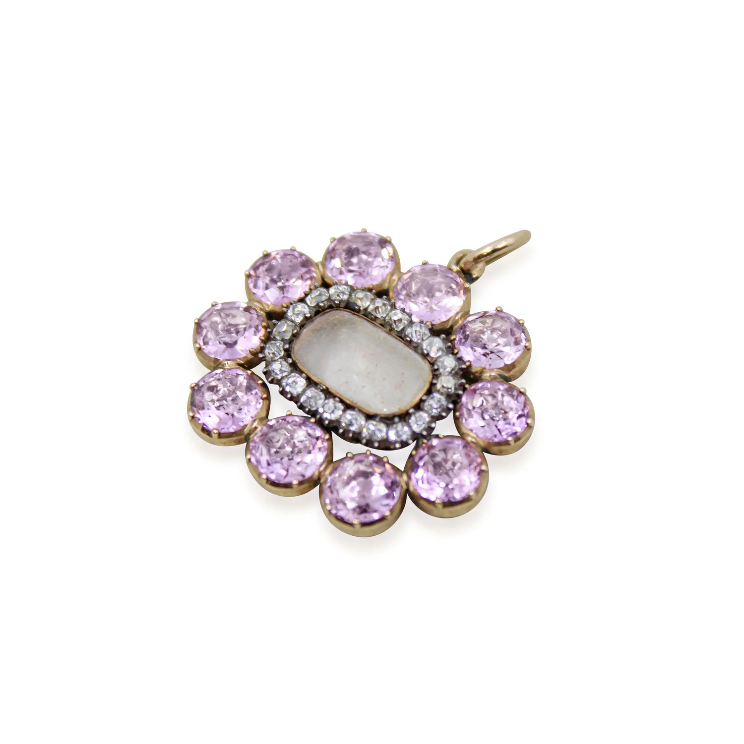 Georgian Pink Topaz and Diamond Cluster Pendant — Humphrey Butler