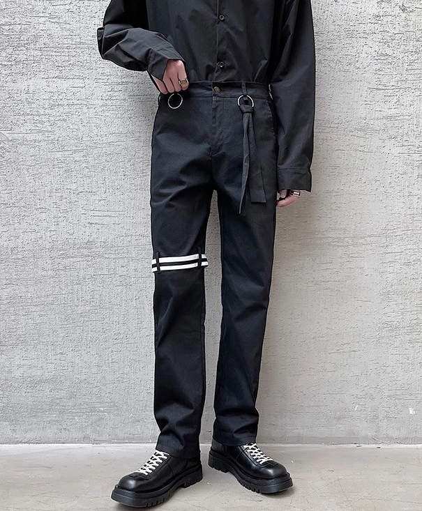 Black Pants With Knee Strap | Taehyung - BTS - Fashion Chingu