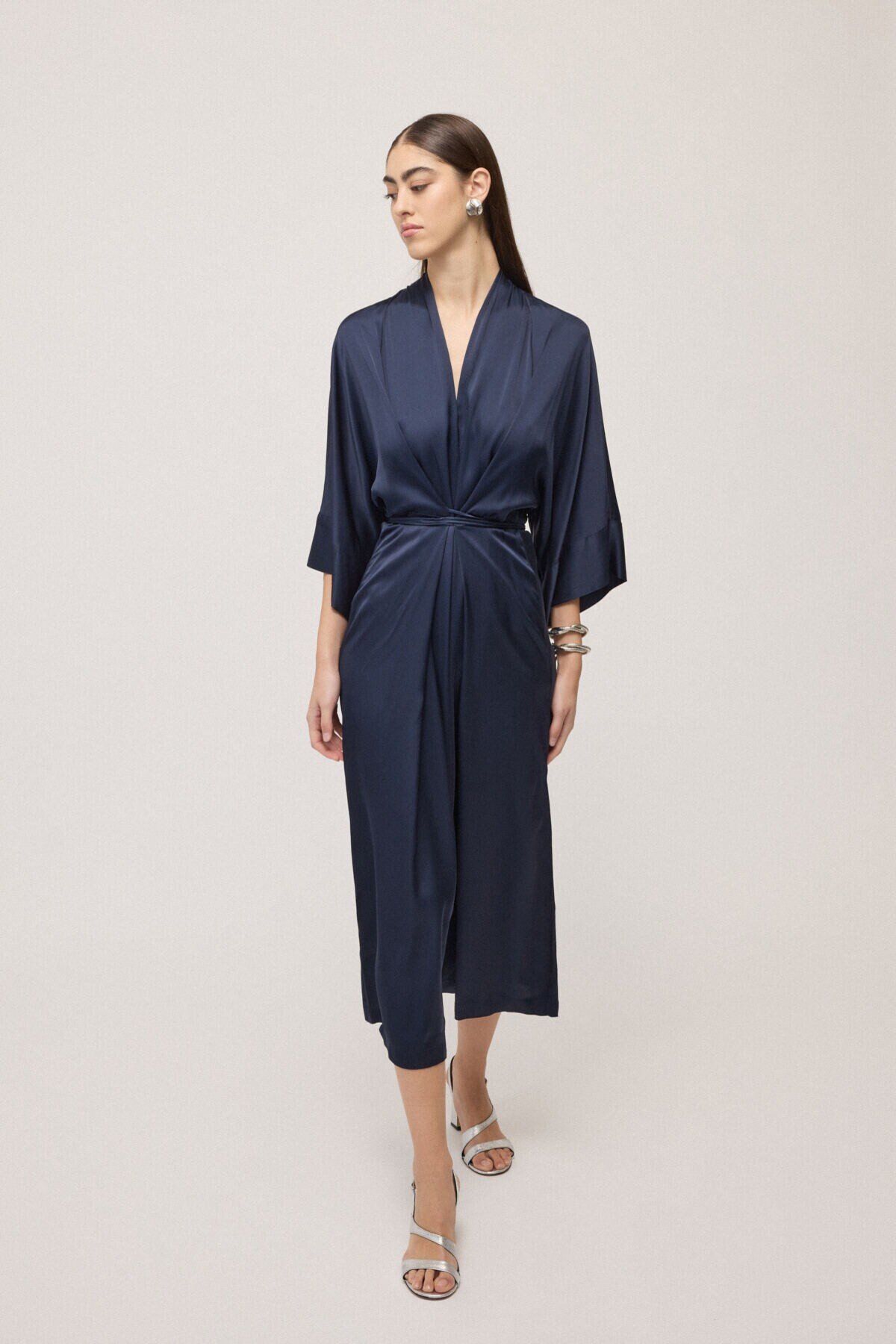 Viscose satin kimono dress