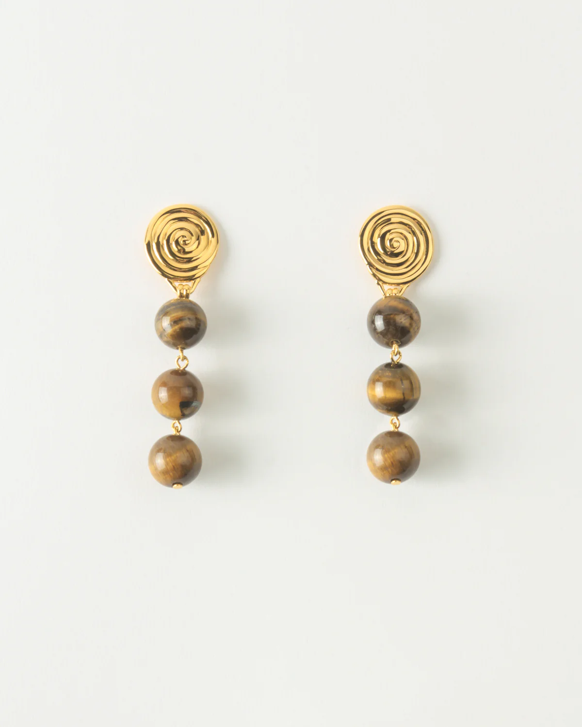 Swirl Droplet Earrings Gold Plated with Tiger from REJINAPYO