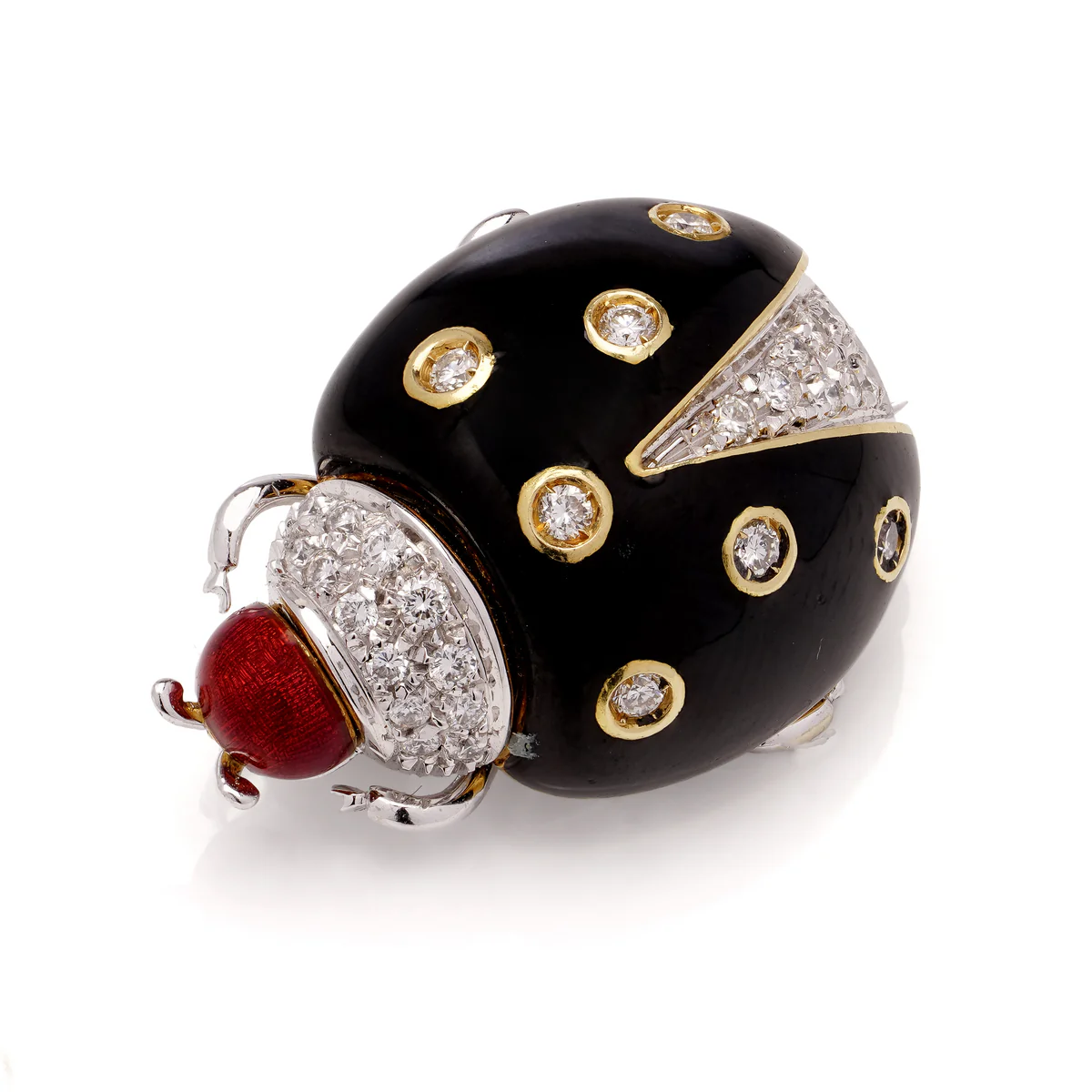 18ct Gold, Diamond & Enamel Ladybird Brooch from Wildsmith Jewellery
