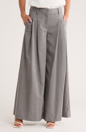 New Didi Pleated Stretch Wool Wide Leg Pants