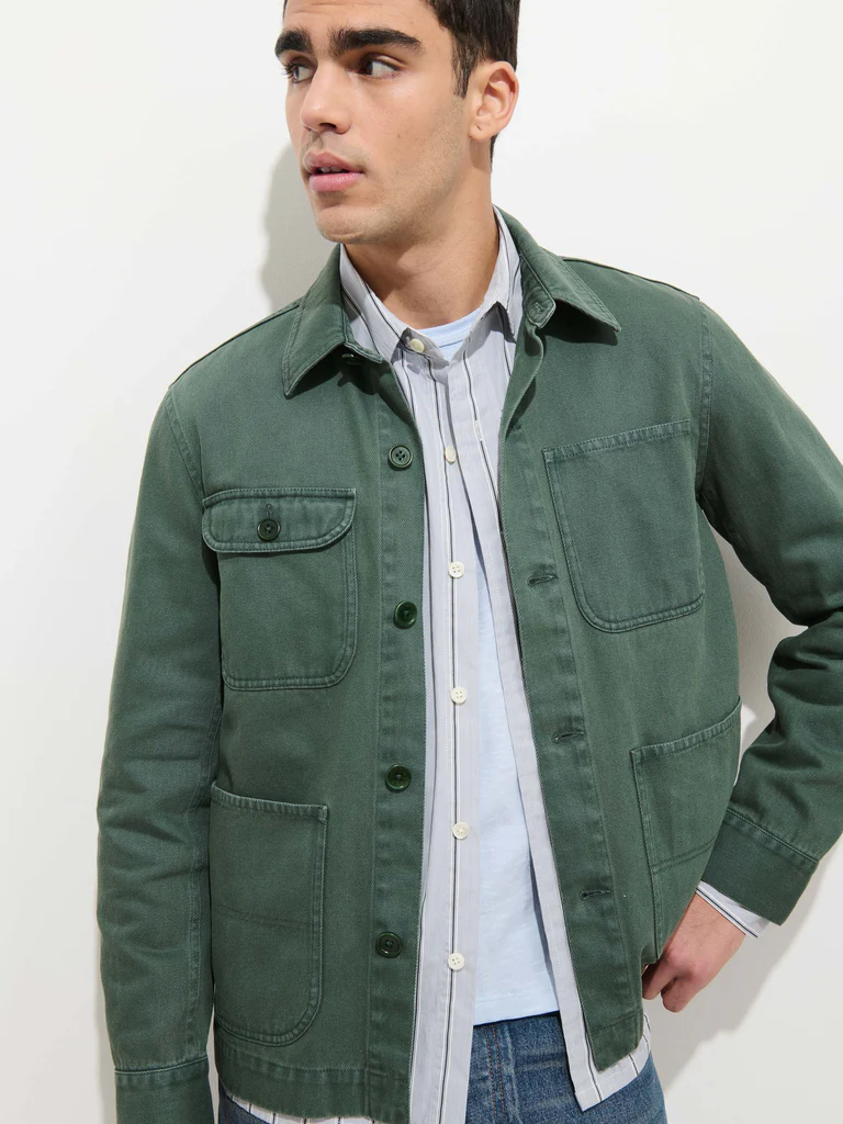 Garment Dyed Work Jacket In Recycled Denim
