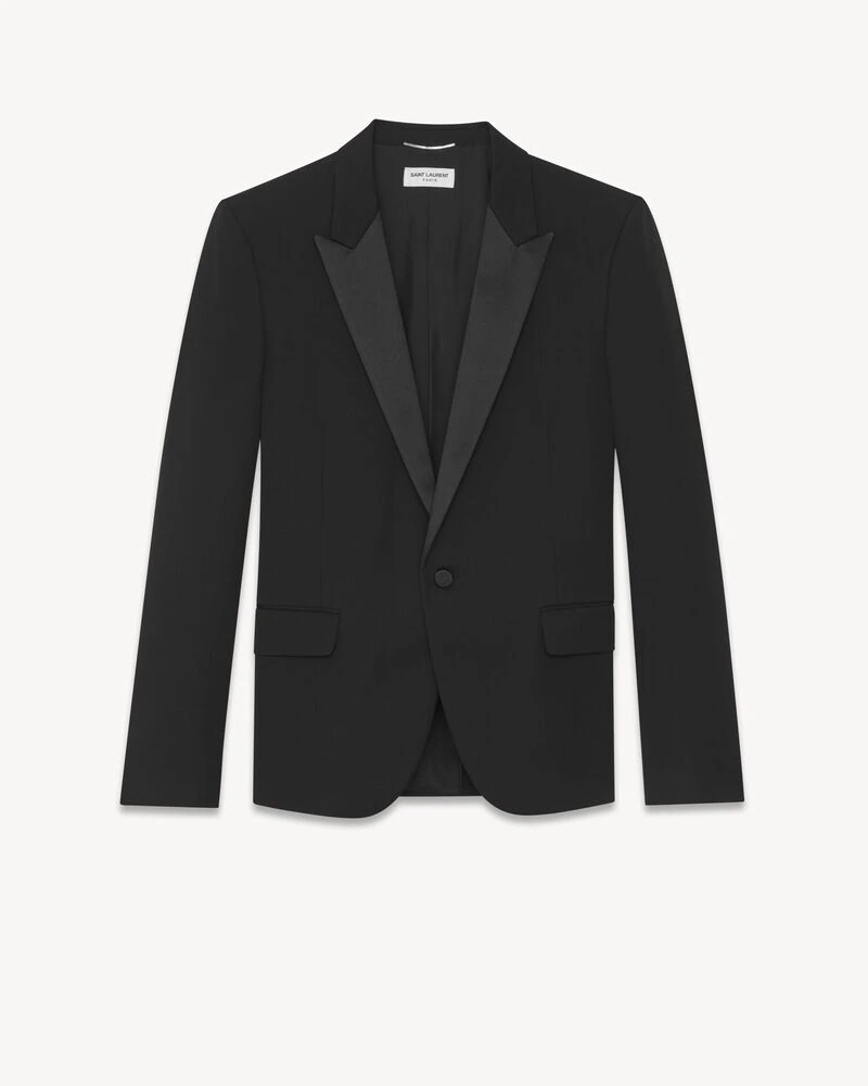 single-breasted tuxedo jacket in grain de poudre in Black | Saint Laurent | YSL EN-GB from Yves Saint Laurent