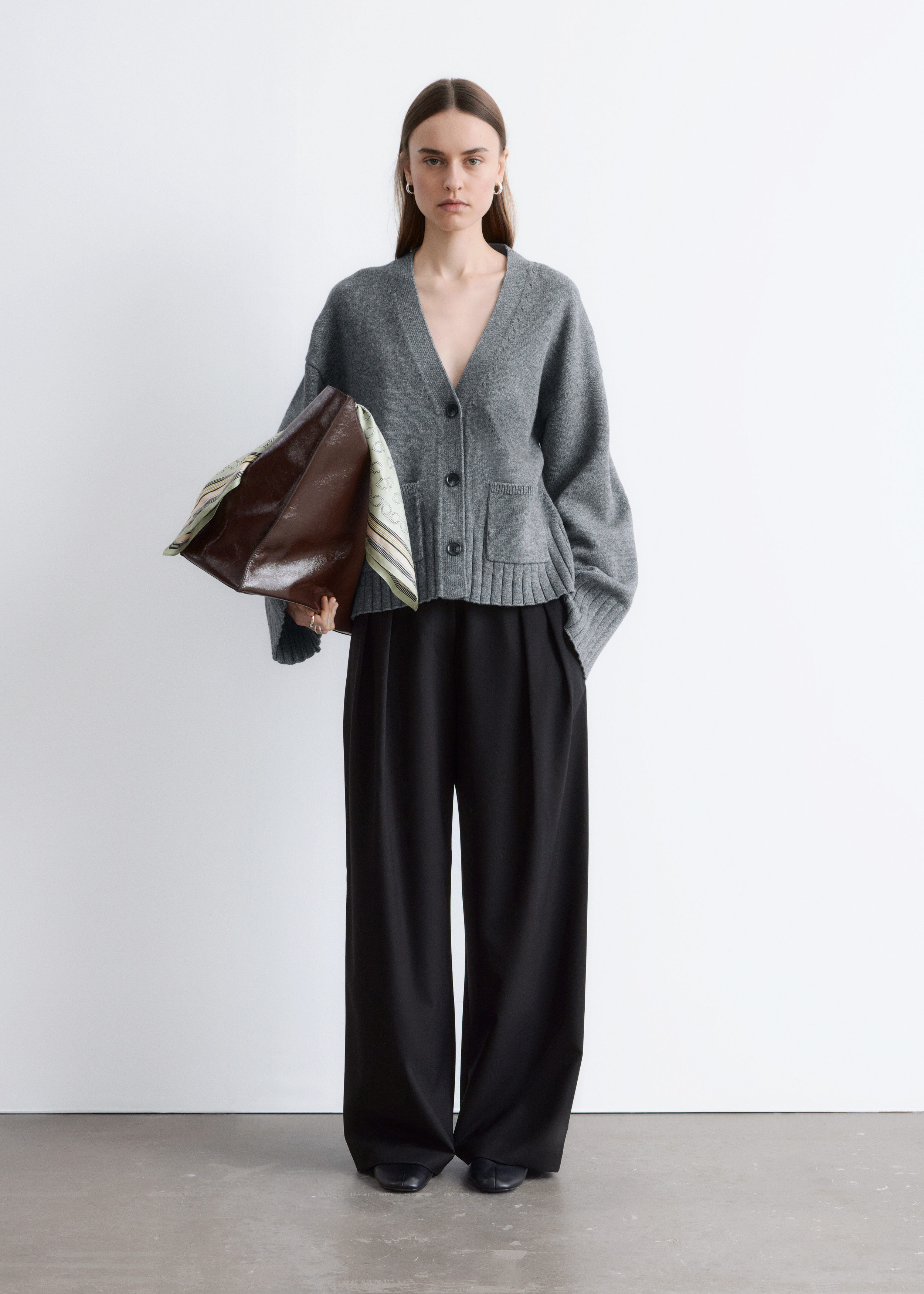 Tapered Knit Cardigan - Dark Grey - & Other Stories GB from & Other Stories
