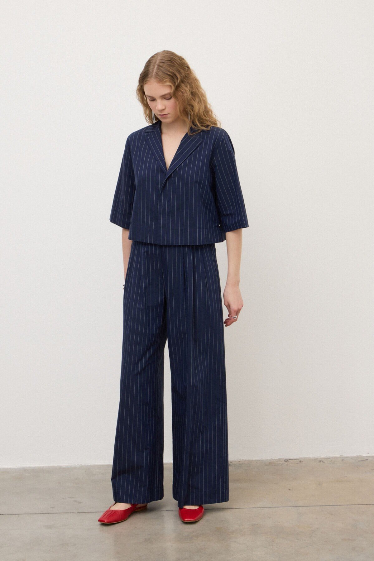 Pinstriped palazzo trousers