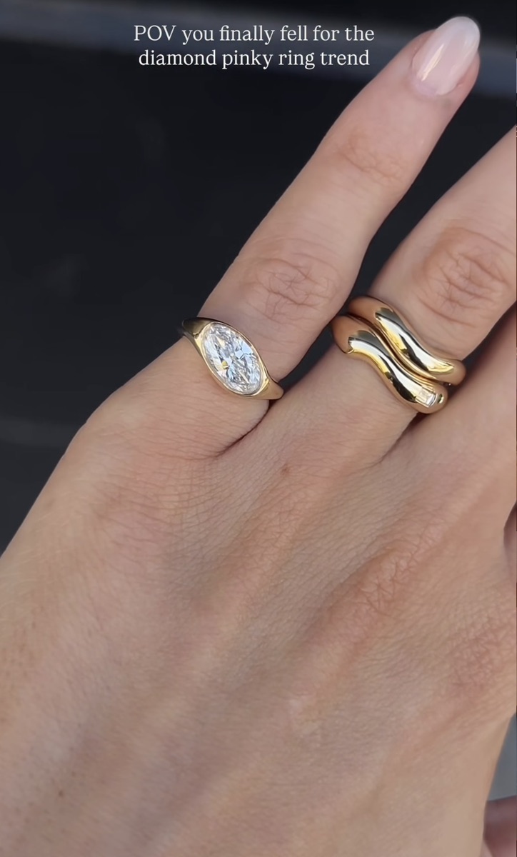 Gold Diamond Pinky Ring