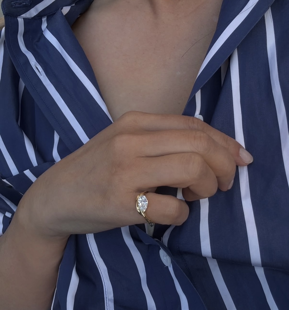 Gold Diamond Pinky Ring