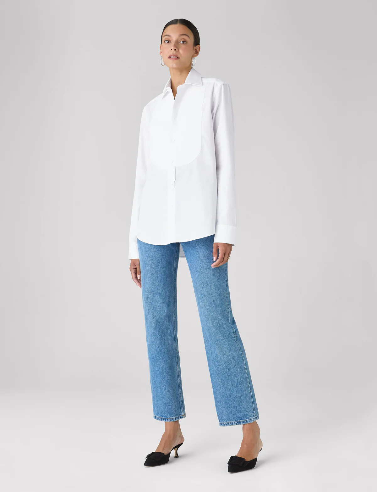 The Dress Shirt Curved Bib: Poplin, White from With Nothing Underneath