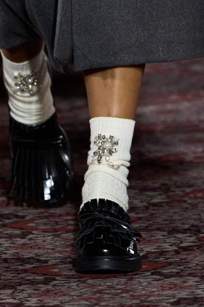 Embellished Statement Socks with Loafers