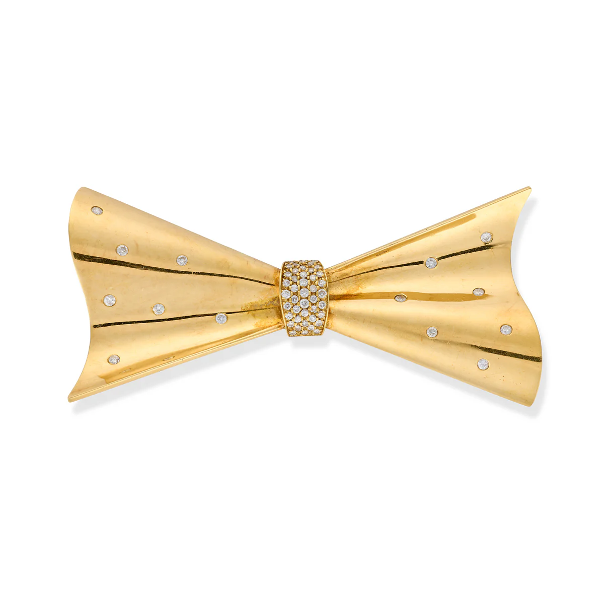 Vintage Gold & Diamond Bow Tie Brooch from Wildsmith Jewellery