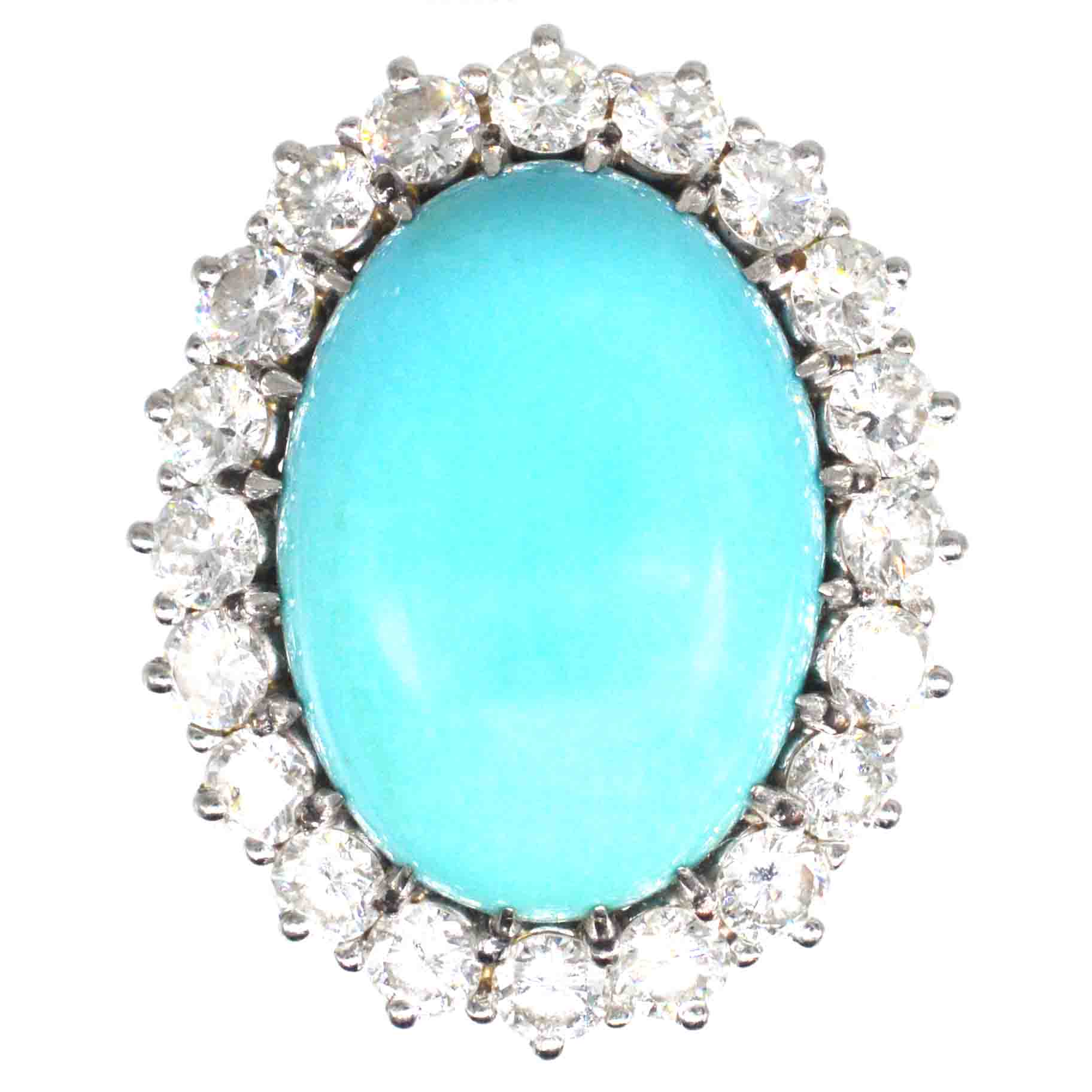 French Large Vintage Turquoise and Diamond Cluster Cocktail Ring
    
     – Parkin and Gerrish from Parkin & Gerrish