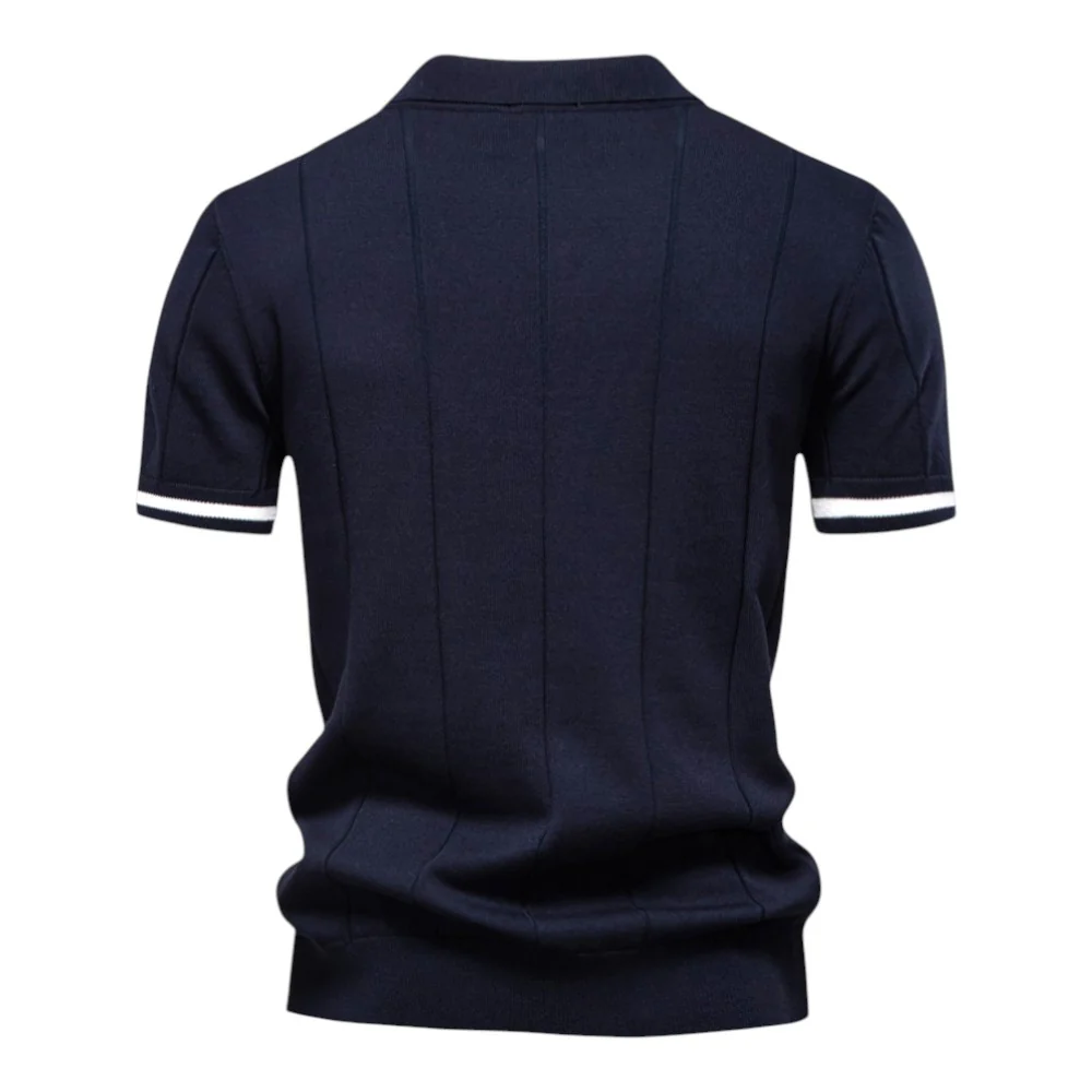 Eros | Polo Shirt – Zip Collar with Vertical Knit Texture from Canelliofficial