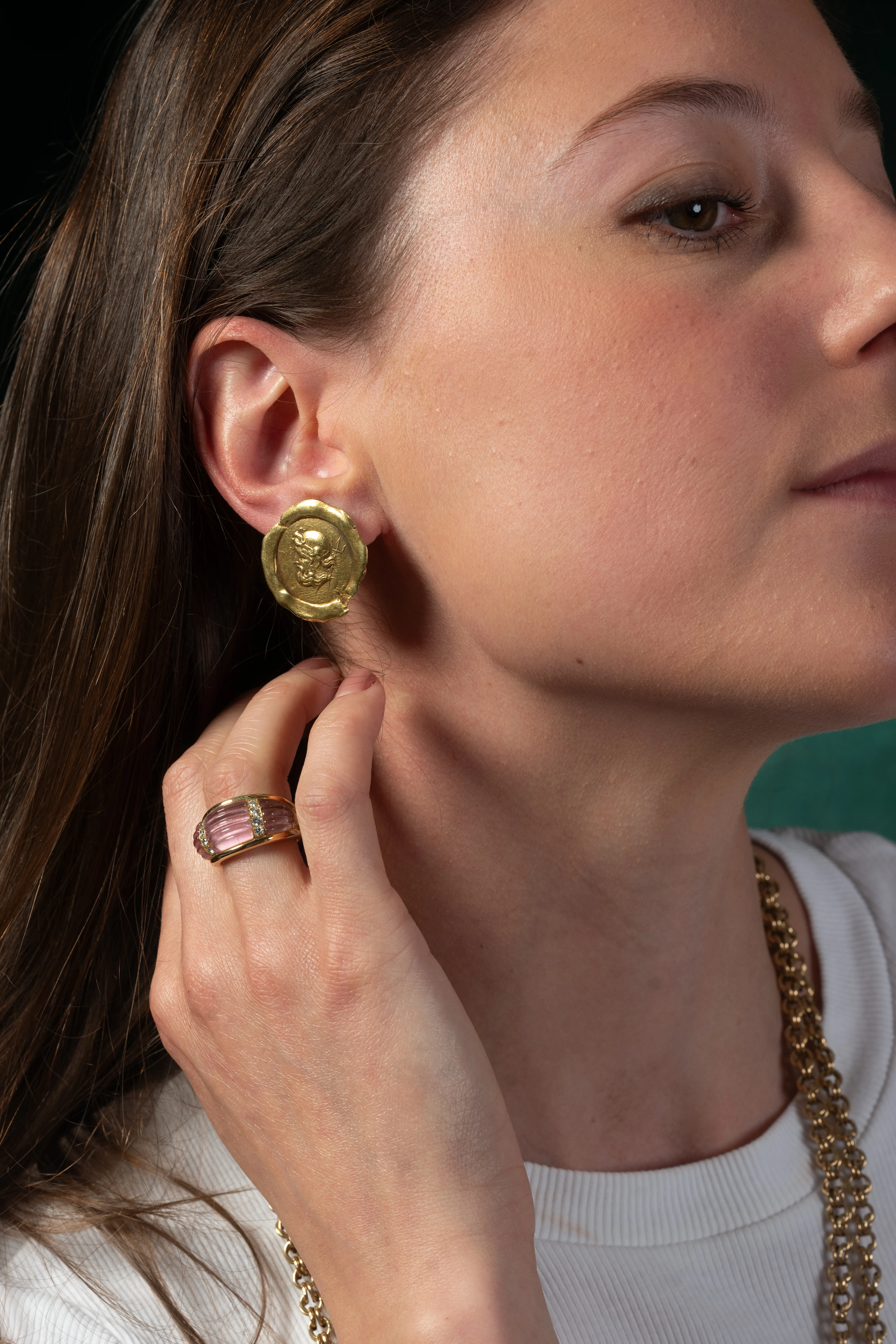 Vintage Coral & 18ct Gold Earrings from Wildsmith Jewellery