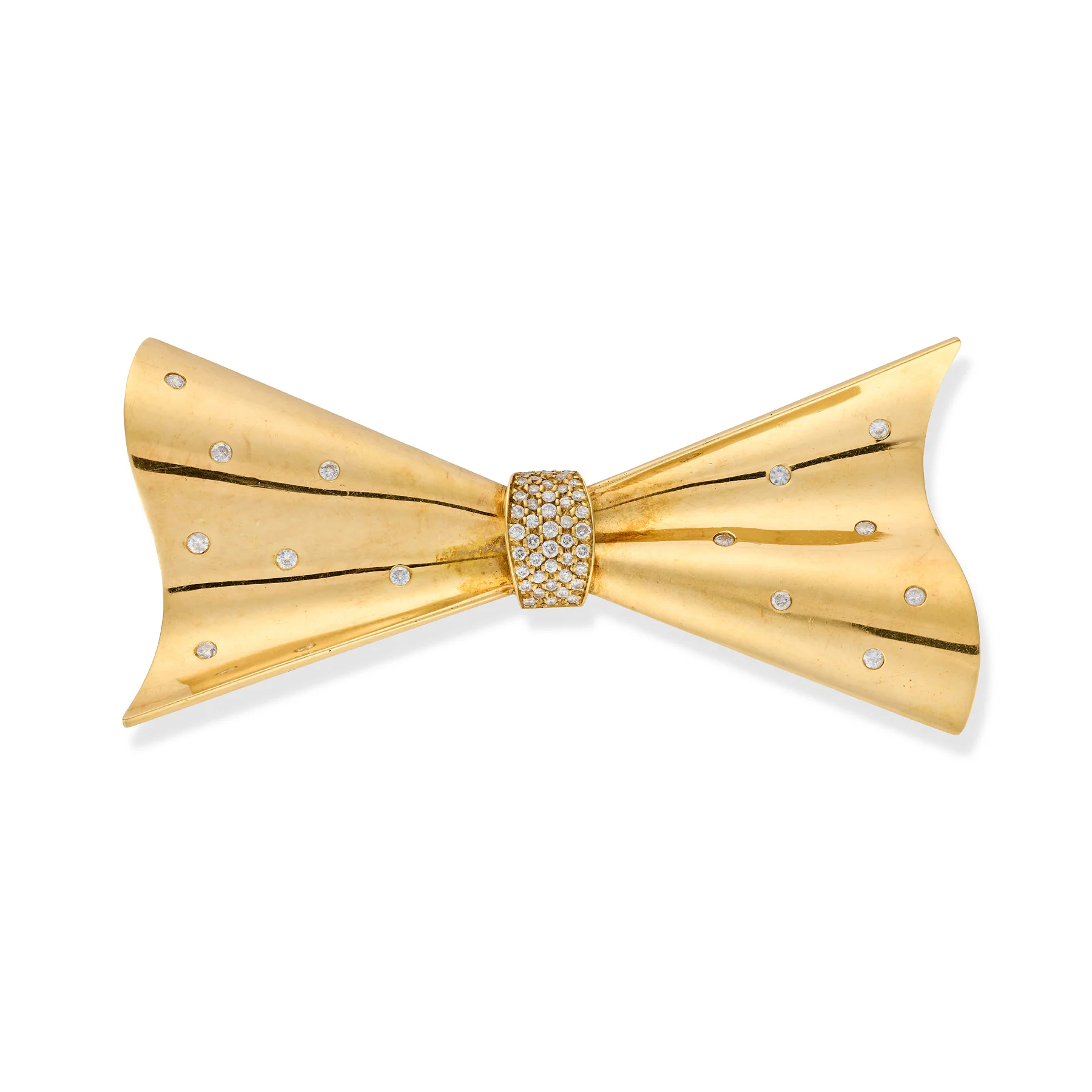 Vintage Gold & Diamond Bow Tie Brooch from Wildsmith Jewellery