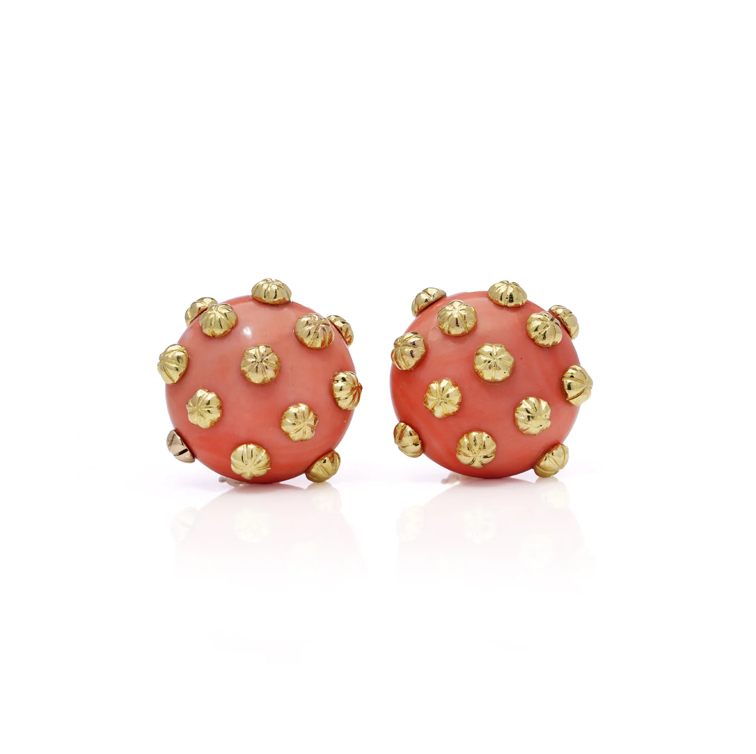 Vintage Coral & 18ct Gold Earrings from Wildsmith Jewellery
